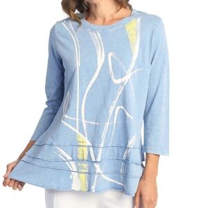 Jess & Jane Women’s Sz S Willow Floral Print Mineral Wash Layered Tunic Top